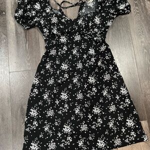 Floral Black and White Dress
